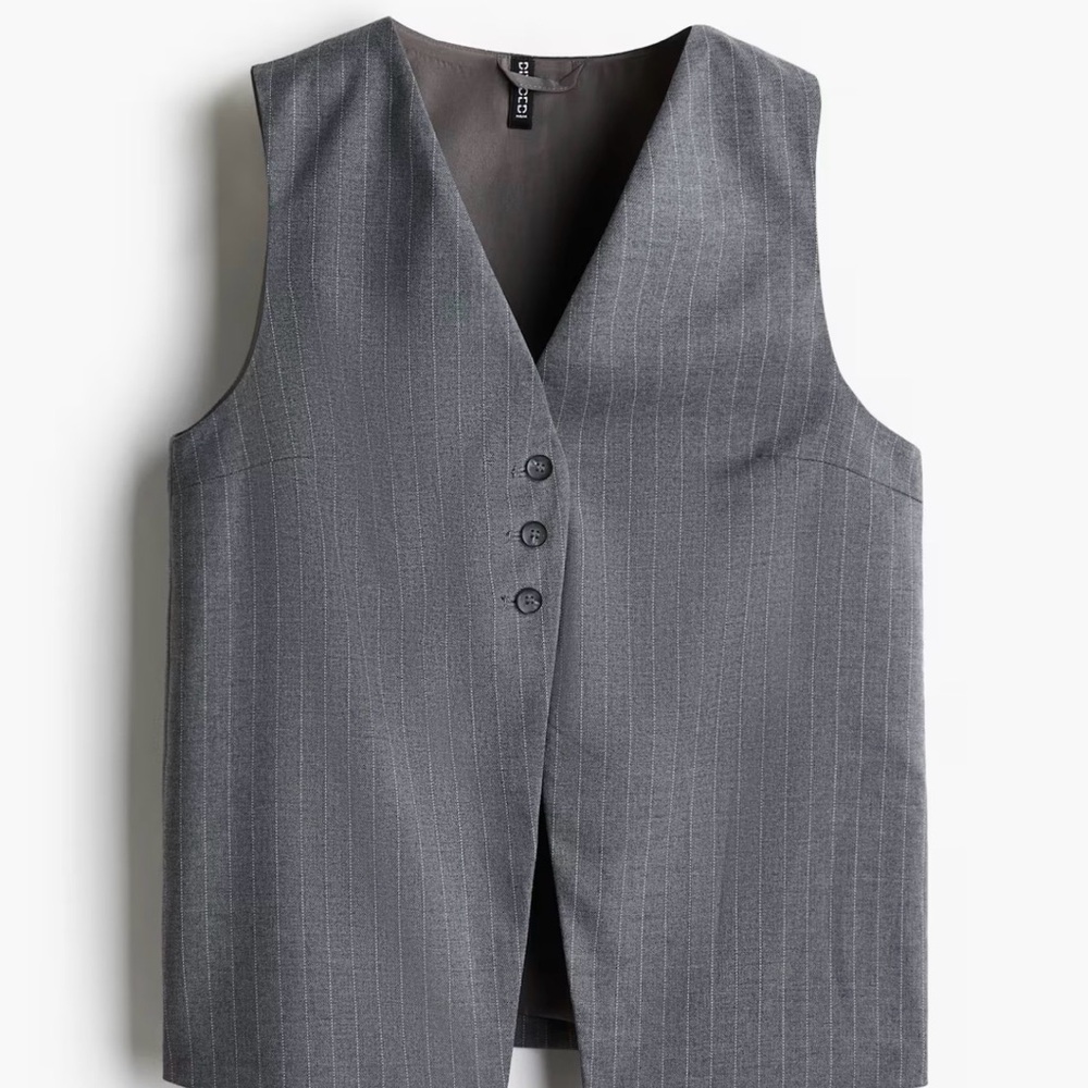H&M Elegant Gray Longline Suit Vest ✨ | Size M | Chic Tailored Look Like NEW